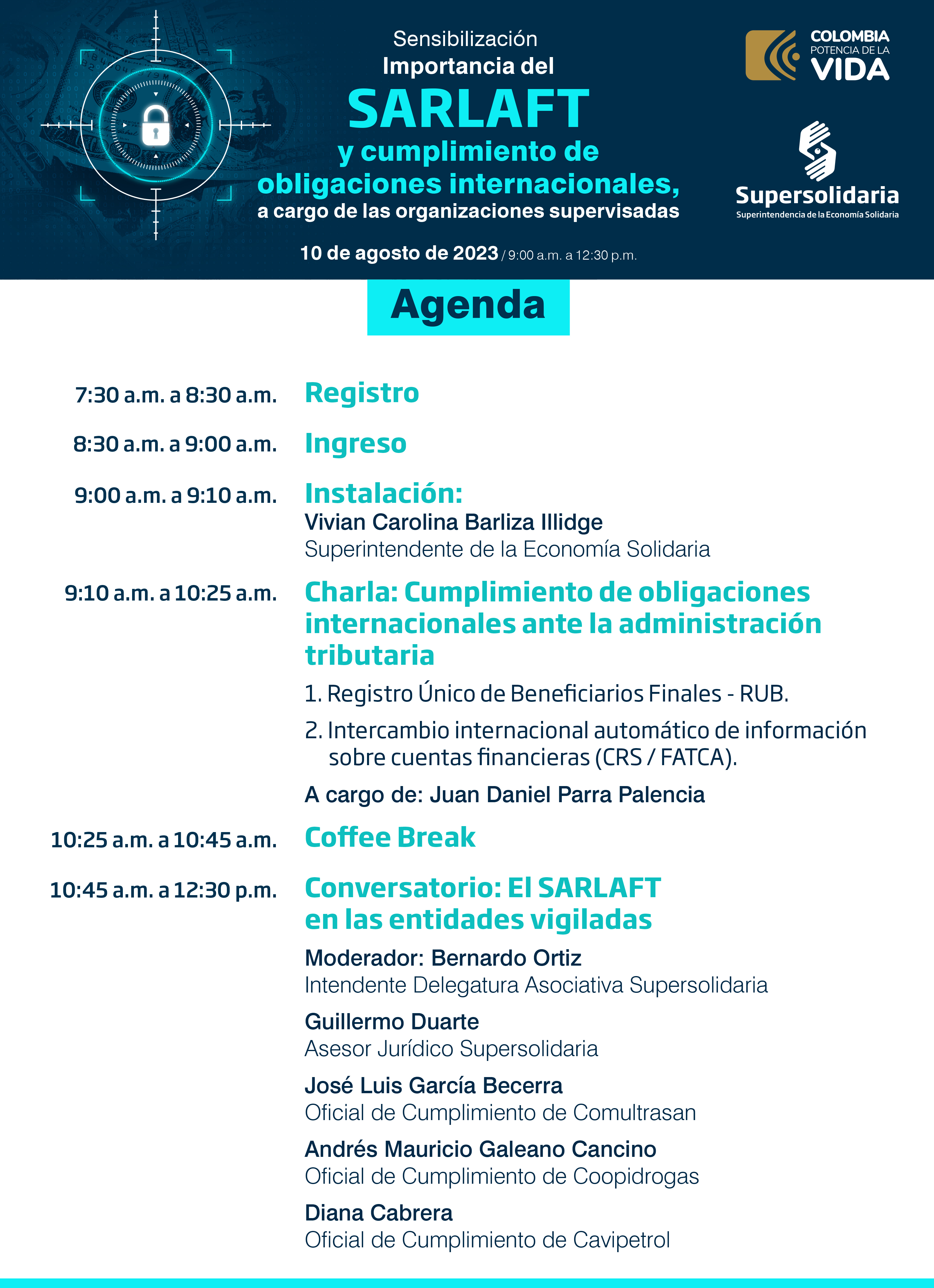 agenda sarlaft evento supersolidaria