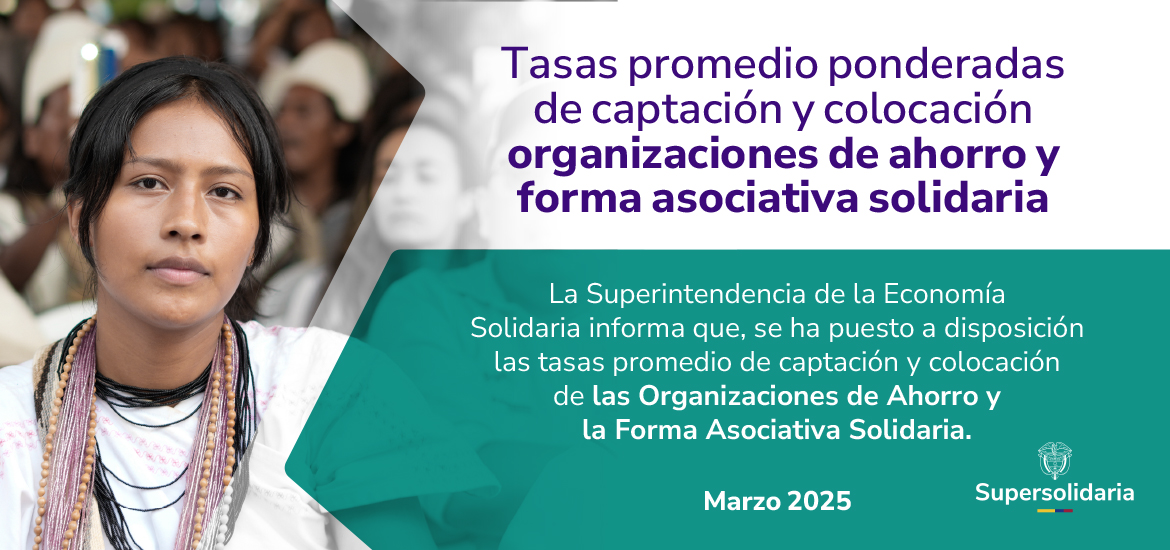 Banner tasa activa y pasiva delegatura asociativa marzo 2025.