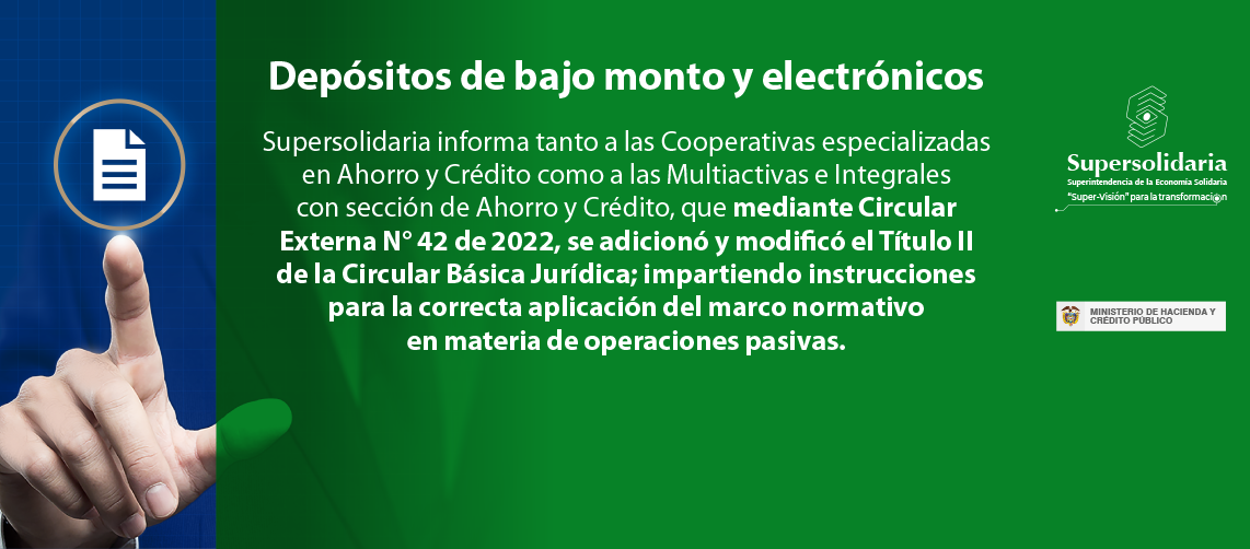 Depósitos de bajo monto y electrónicos. Circular Externa N° 42 de 2022 Depósitos de bajo monto y electrónicos. Circular Externa N° 42 de 2022