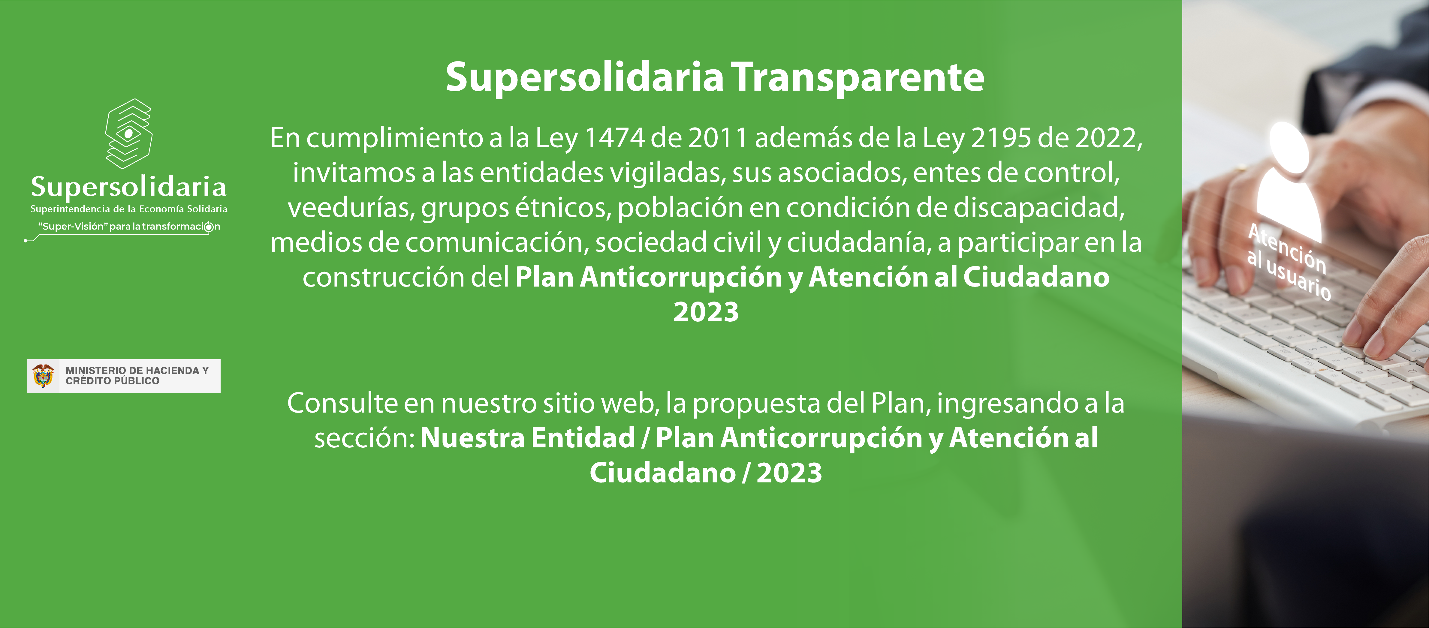 Imagen banner web que anuncia la publicación para comentarios del proyecto del plan anticorrupción y atención al ciudadano para la vigencia 2023 Imagen banner web que anuncia la publicación para comentarios del proyecto del plan anticorrupción y atención al ciudadano para la vigencia 2023