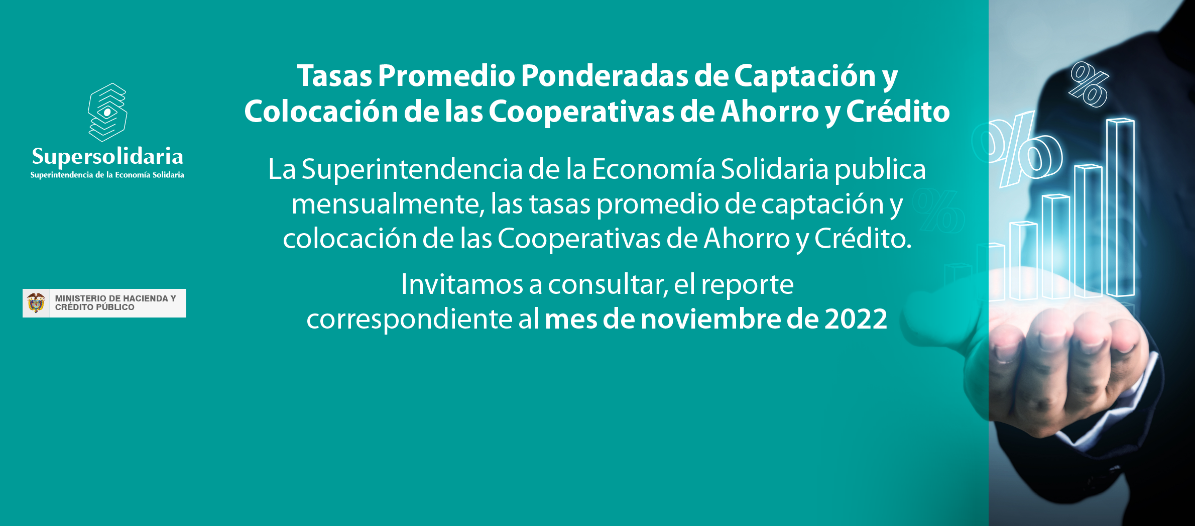Imagen a manera de banner web que indica la publicación de las tasas de colocación y captación de noviembre de 2022 Imagen a manera de banner web que indica la publicación de las tasas de colocación y captación de noviembre de 2022