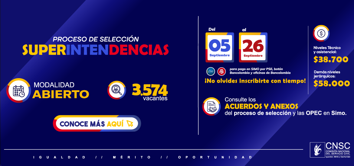 Inicia proceso inscripción en modalidad abierta para las vacantes de Supersolidaria y seis Superintendencias Inicia proceso inscripción en modalidad abierta para las vacantes de Supersolidaria y seis Superintendencias