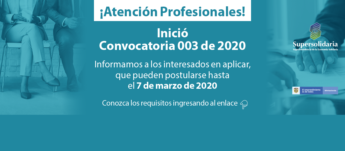 Postúlese a la Convocatoria 003 de 2020 Postúlese a la Convocatoria 003 de 2020