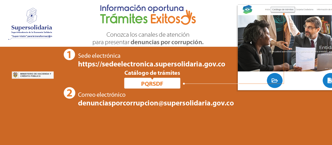Imagen banner web que presenta los canales digitales para presentar denuncias por corrupción Imagen banner web que presenta los canales digitales para presentar denuncias por corrupción