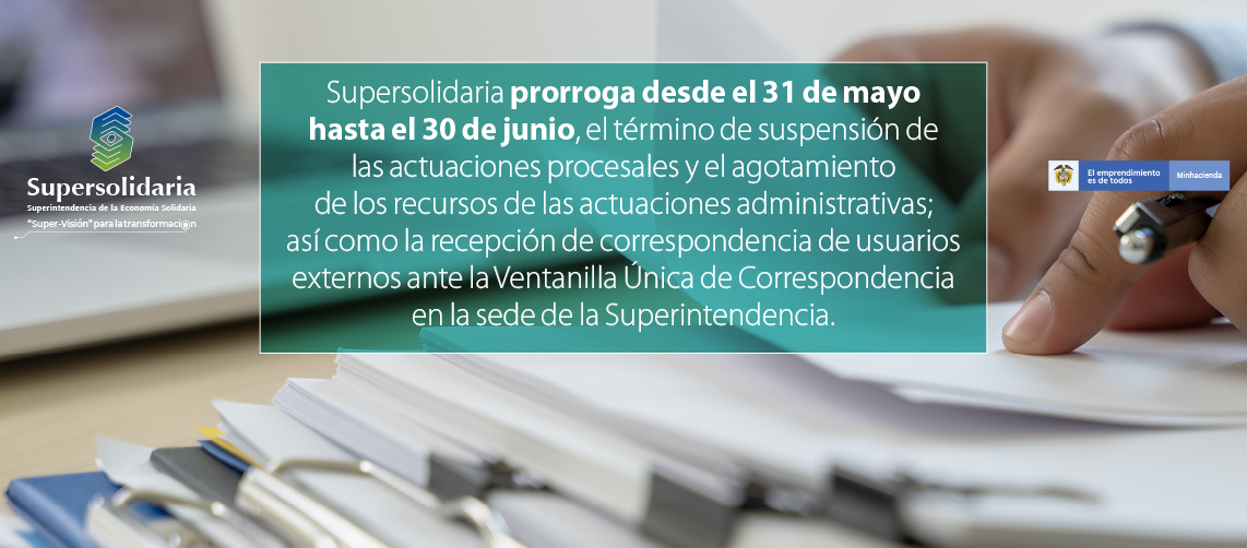 Se prorroga desde el 31 de mayo hasta el 30 de junio, medida suspensión términos Se prorroga desde el 31 de mayo hasta el 30 de junio, medida suspensión términos