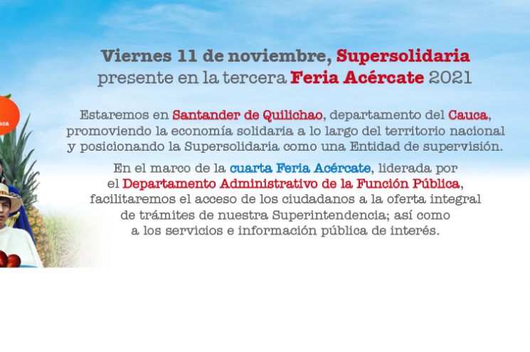 ¡Supersolidaria en las regiones! El 11 y 12 de noviembre estaremos en Santander de Quilichao, departamento del Cauca ¡Supersolidaria en las regiones! El 11 y 12 de noviembre estaremos en Santander de Quilichao, departamento del Cauca
