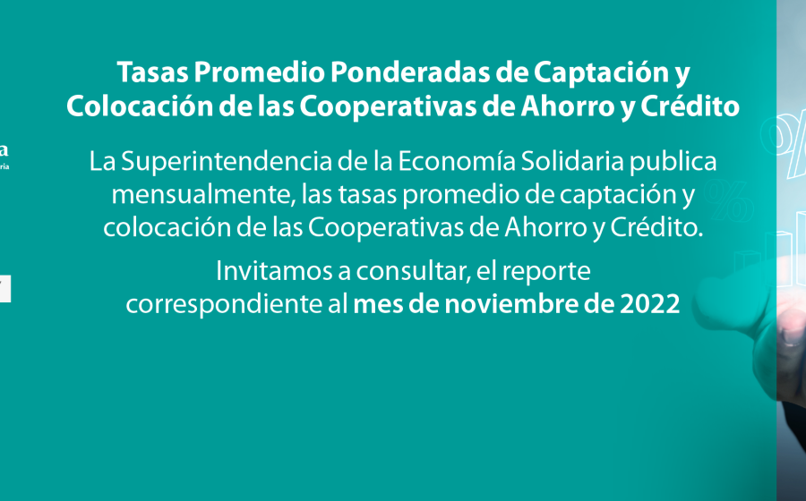 Imagen a manera de banner web que indica la publicación de las tasas de colocación y captación de noviembre de 2022