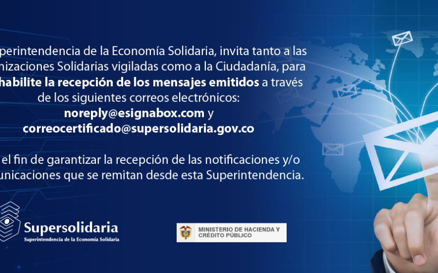 banner web correos electrónicos para recepción de notificaciones y/o comunicaciones