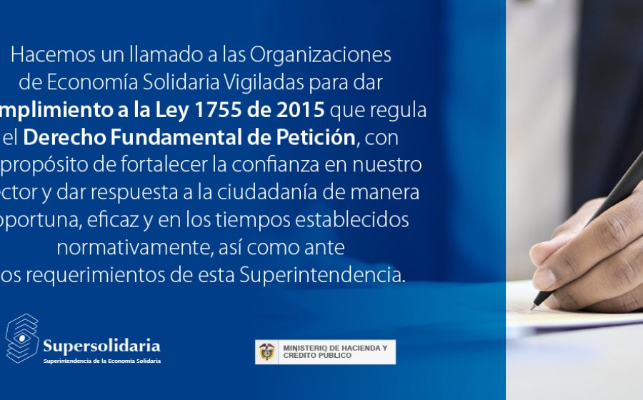 Imagen a manera de banner en el que se reitera deber de responder derechos de petición de los asociados del sector