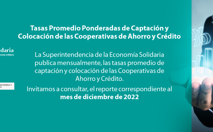 banner web publicación tasas promedio ponderadas captación y colocación cooperativas ahorro y crédito diciembre 2022