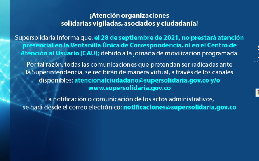 El martes 28 de septiembre, Supersolidaria prestará atención 100% virtual