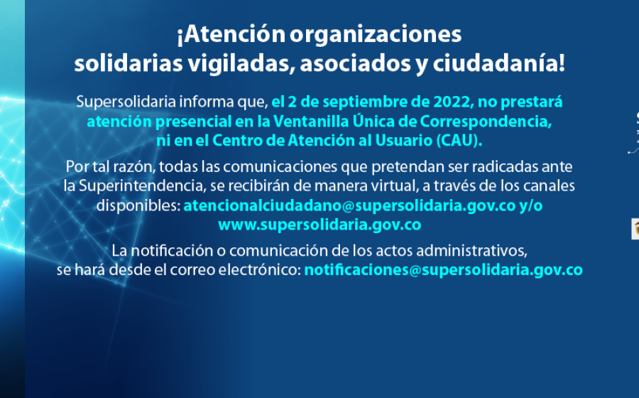 Este 2 de septiembre, Supersolidaria no tendrá atención presencial