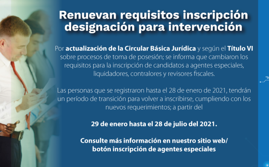 Se renuevan requisitos inscripción designación para intervención