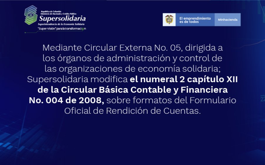 Circular Externa No. 05 Formatos del Formulario Oficial de Rendición de Cuentas