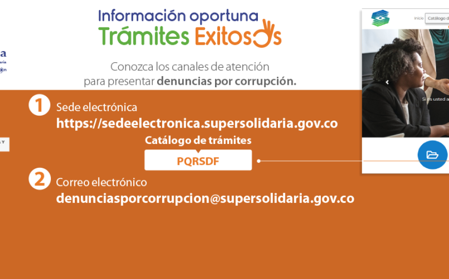 Imagen banner web que presenta los canales digitales para presentar denuncias por corrupción