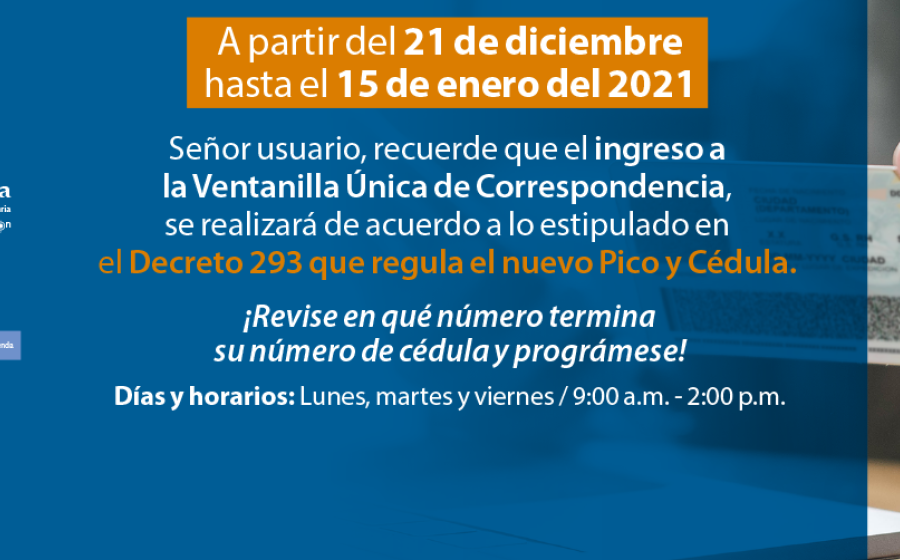 Ingreso a la ventanilla única de correspondencia, según Decreto 293 de 2020