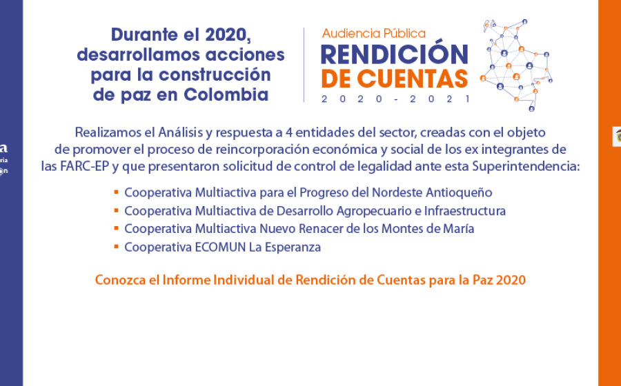 Durante el 2020, desarrollamos acciones para la construcción de paz en Colombia