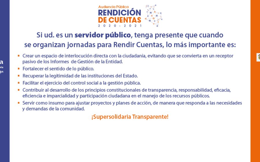 ¡Supersolidaria Transparente! Elementos para tener en cuenta durante jornadas Rendición Cuentas¡